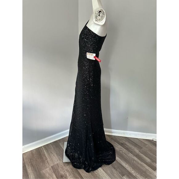 MAC DUGGAL SEQUINED STRAPPY ONE SHOULDER COLUMN GOWN - Picture 7 of 11